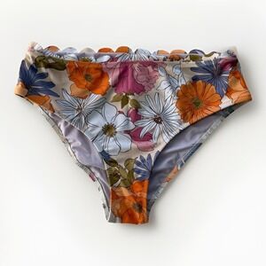 NWT Cupshe Bikini Bottom Multicolor Retro Floral Print Swimwear Beach Women's M